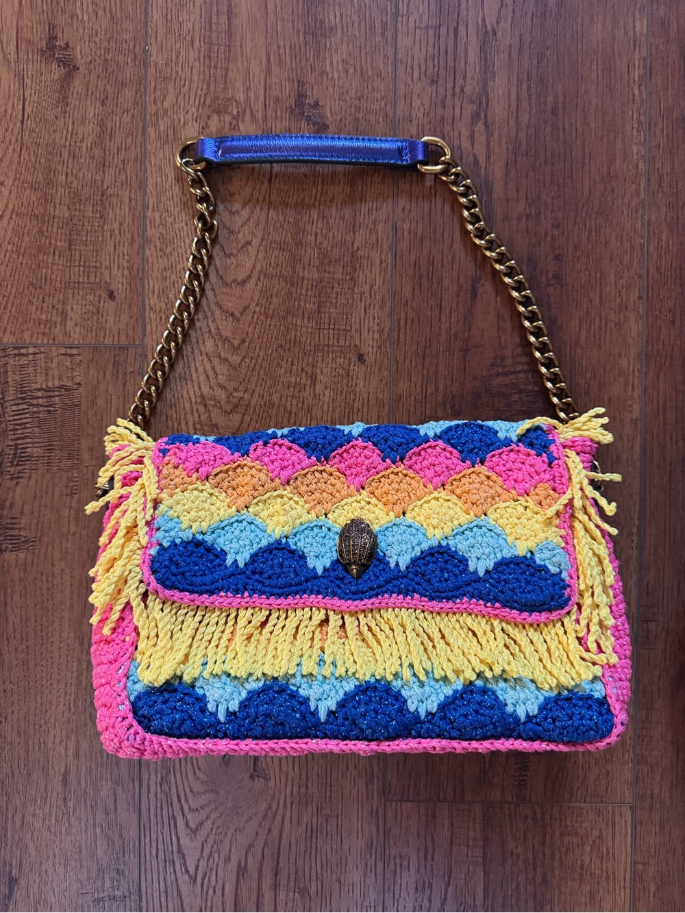 Colorful Crochet Fringe Shoulder Bag - Multicolor